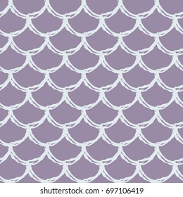 Little mermaid seamless pattern. Fish skin texture. Tillable background for girl fabric, textile design, wrapping paper, swimwear or wallpaper. Purple little mermaid background with fish scale.