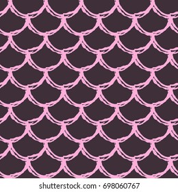 Little mermaid seamless pattern. Fish skin texture. Tillable background for girl fabric, textile design, wrapping paper, swimwear or wallpaper. Purple little mermaid background with fish scale