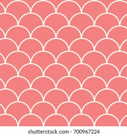 Little mermaid seamless pattern. Fish skin texture. Tillable background for girl fabric, textile design, wrapping paper, swimwear or wallpaper. Pink little mermaid background with fish scale.