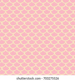 Little mermaid seamless pattern. Fish skin texture. Tillable background for girl fabric, textile design, wrapping paper, swimwear or wallpaper. Pink little mermaid background with fish scale.