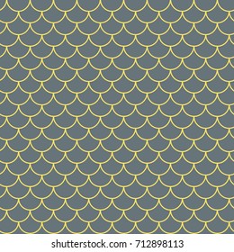 Little mermaid seamless pattern. Fish skin texture. Tillable background for girl fabric, textile design, wrapping paper, swimwear or wallpaper. Yellow little mermaid background with fish scale.