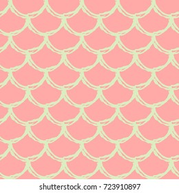 Little mermaid seamless pattern. Fish skin texture. Tillable background for girl fabric, textile design, wrapping paper, swimwear or wallpaper. Blue little mermaid background with fish scale.