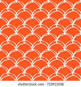 Little mermaid seamless pattern. Fish skin texture. Tillable background for girl fabric, textile design, wrapping paper, swimwear or wallpaper. Blue little mermaid background with fish scale.