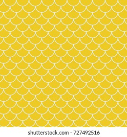 Little mermaid seamless pattern. Fish skin texture. Tillable background for girl fabric, textile design, wrapping paper, swimwear or wallpaper. Yellow little mermaid background with fish scale.