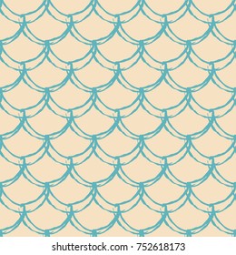 Little mermaid seamless pattern. Fish skin texture. Tillable background for girl fabric, textile design, wrapping paper, swimwear or wallpaper. Yellow little mermaid background with fish scale.
