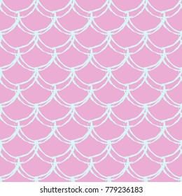 Little mermaid seamless pattern. Fish skin texture. Tillable background for girl fabric, textile design, wrapping paper, swimwear or wallpaper. Pink little mermaid background with fish scale.