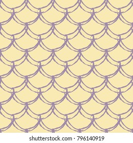 Little mermaid seamless pattern. Fish skin texture. Tillable background for girl fabric, textile design, wrapping paper, swimwear or wallpaper. Yellow little mermaid background with fish scale.