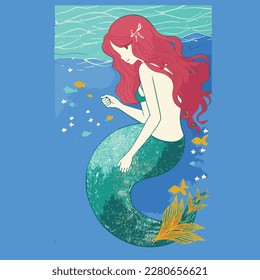 ِAriel, little mermaid, vector illustration