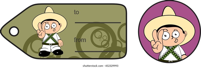 little mexican kid cartoon gitfcard in vector format very easy to edit