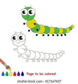 Little millipede to be colored. Coloring book for children. Visual game.