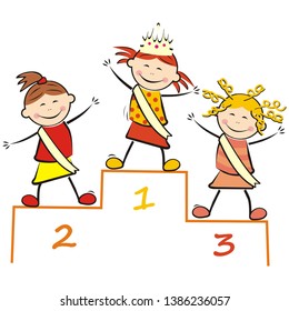 Little Miss Beauty Contest, Funny Vector Illustration