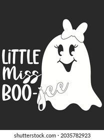 Little Miss Boo Jee Halloween Vector illustration. Happy Halloween Background