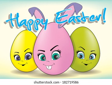 Little Miss Bunny - Happy Easter vector illustration