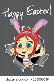  Little Miss Bunny - Happy Easter vector illustration