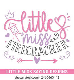 Little miss firecracker design, Little miss saying designs