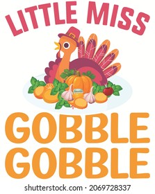 Little miss gobble gobble vector illustration. Easter chicken vector illustration