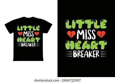 Little Miss Heart Breaker. Valentine T shirt Design, valentines day typography t shirt design.