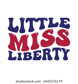 Little miss liberty, 4th July, wave design, American