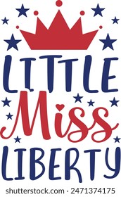 Little miss liberty. 4th of july illustration vector.