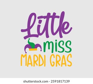 Little Miss Mardi Gras, Mardi Gras Design Idea, Retro Mardi Gras T-shirt - Fat Tuesday Carnival t shirt design