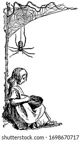 Little Miss Muffet, vintage illustration