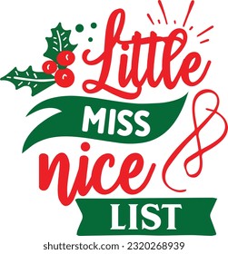 little miss nice list svg, Dog Christmas svg design, pet Christmas svg file