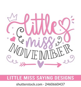 Little miss november design, Little miss saying designs