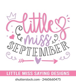 Little miss September design, Little miss saying designs