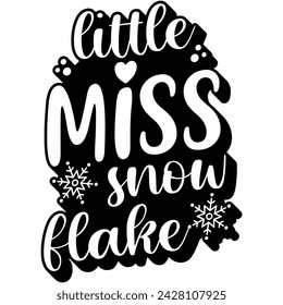 little miss snowflake christmas black vector graphic design and cut file
