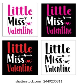 Little Miss Valentine  Love Quote,typography, vector, Heart Valentines Day t Shirts design Bundle
