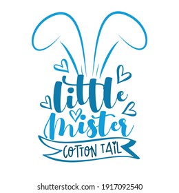 Little Mister Cotton Tail - cute bunny ears with hearts. Good for T shirt print, baby room decor, greeting card, textile print and gifts design.