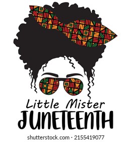 Little mister Juneteenth,  Happy Juneteenth independence day shirt print template typography design for vector file.