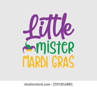 Little Mister Mardi Gras, Mardi Gras Design Idea, Retro Mardi Gras T-shirt - Fat Tuesday Carnival t shirt design