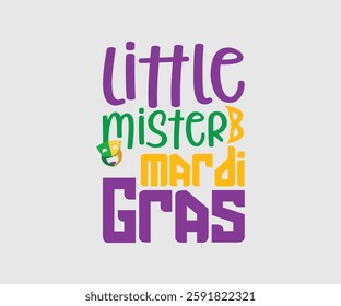 Little Mister Mardi Gras, Mardi Gras Design Idea, Retro Mardi Gras T-shirt - Fat Tuesday Carnival t shirt design