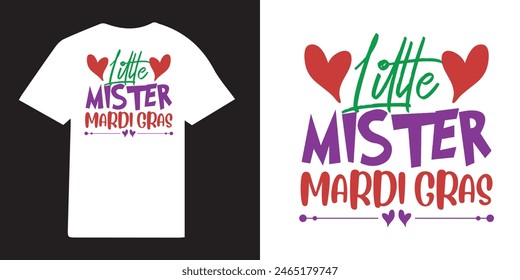 Little Mister Mardi Gras  T-shirt Design | Mardi Gras Design Idea |  Retro Mardi Gras T-shirt - Fat Tuesday Carnival t shirt design 