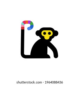 Icono de diseño plano colorido de mono pequeño ilustración vectorial