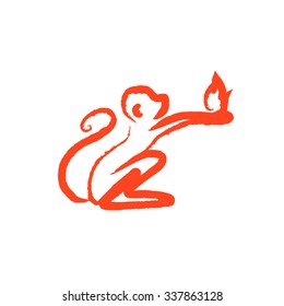 little monkey holding a fire