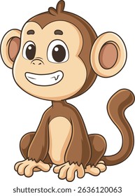 Macaquinho olhando ilustração vetor adorável