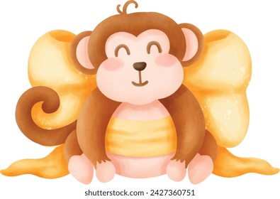Little monkey party, monkey cartoon drawing