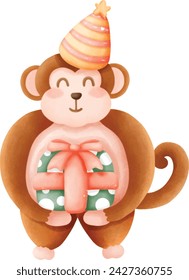 Little monkey party, monkey cartoon drawing