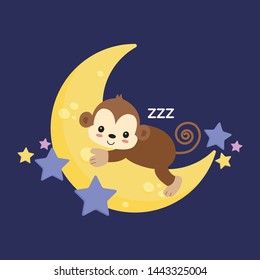 
Little monkey sleeping on the moon.