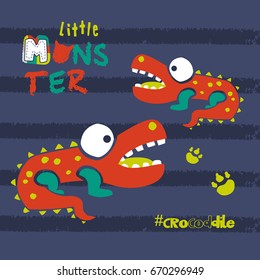 little monster crocodile. vector cartoon illustration