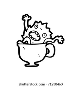 little monster in cup cartoon