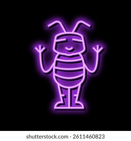 little monster cute neon light sign vector. little monster cute sign. isolated symbol illustration