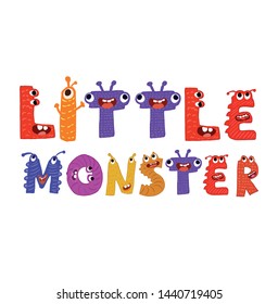 Little monster cute vector design for kids