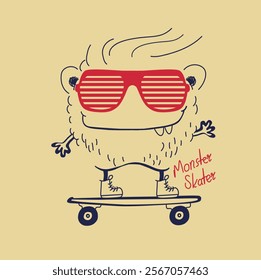 little monster riding a skateboard