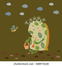 Little monster in the sandbox