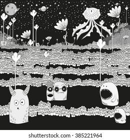 Little monsters landscape for kids