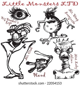 Little monsters, vector collection