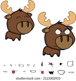 little moose kawaii cartoon expressions collection set illustration in vector format